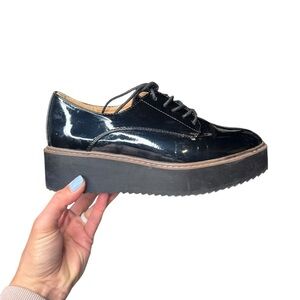 Madden Girl Black Patent Platform Oxfords Chunky Sole Size 8.5M Preppy Y2K Style